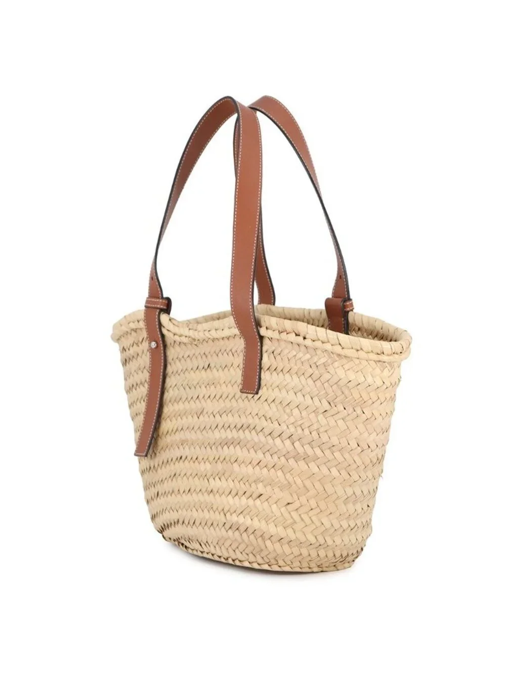 Loewe Tote Anagram Raffia Leather Basket